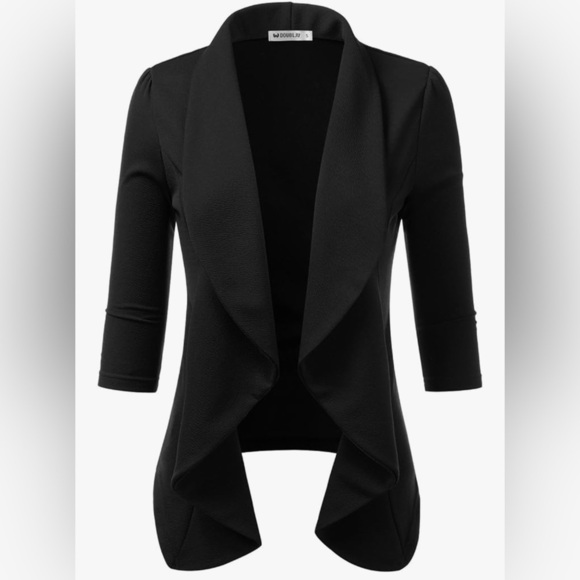 Jackets & Blazers - Lightweight Thin 3/4 Sleeve Open Front Blazer